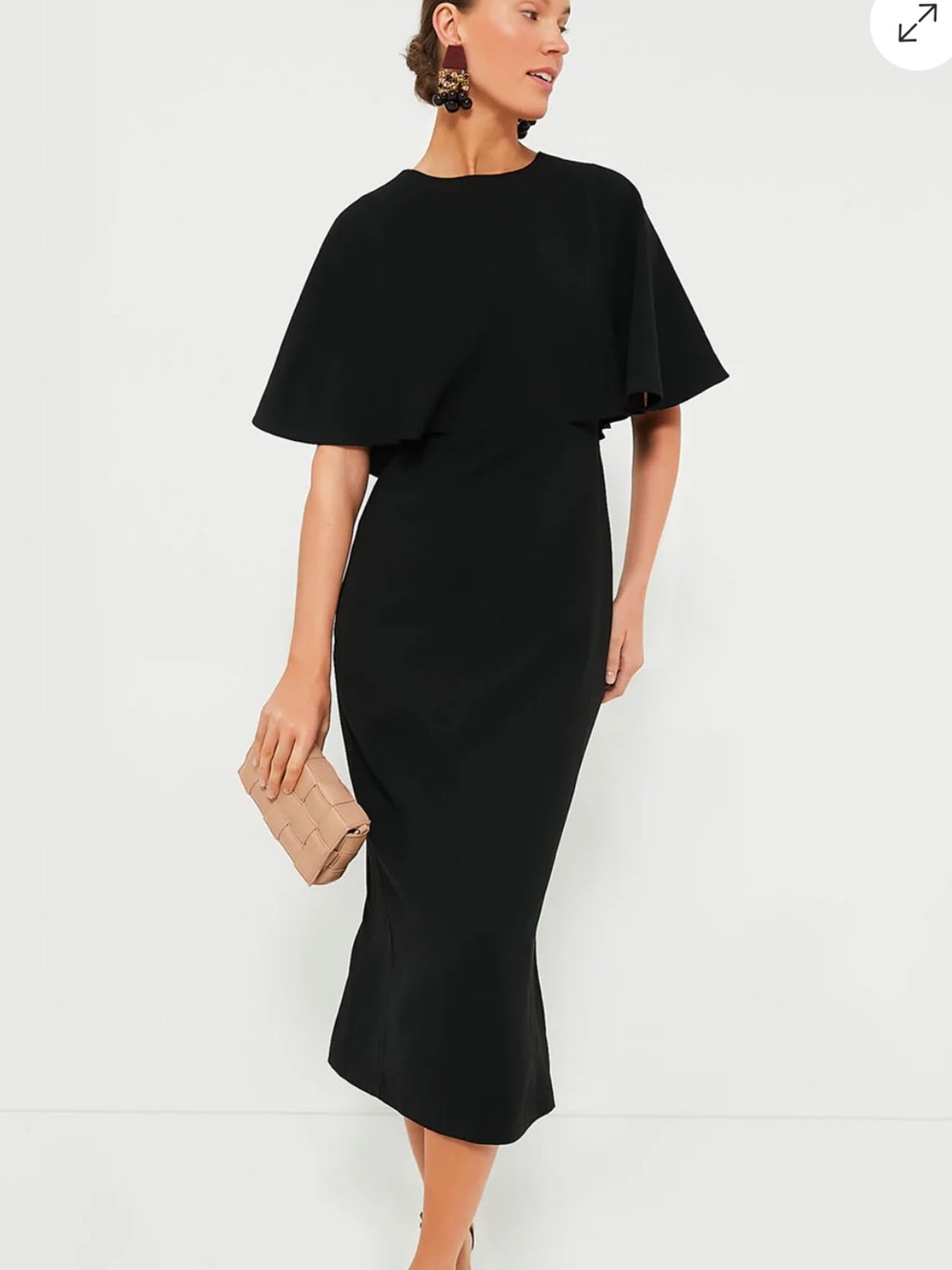Tuckernut Black Cape-Sleeve Midi Dress